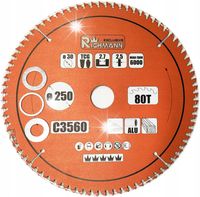 TARCZA PIŁA TARCZOWA WIDIOWA DO LAMINATÓW ALUMINIUM DREWNA 250x30 80T C3560
