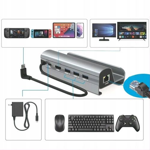 WIELOFUNKCYJNA STACJA DOKUJĄCA + 3*PORTY USB A 3.0 + PORT TYPE-C na Arena.pl