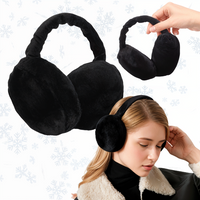 NAUSZNIKI ZIMOWE NA USZY PLUSZOWE CIEPŁE FUTERKO REGULOWANE SKŁADANE CZARNE