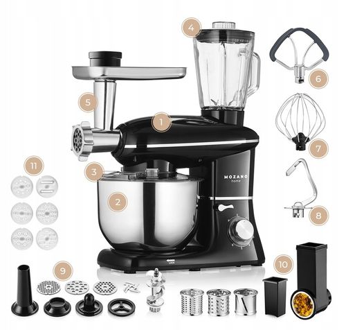 ROBOT KUCHENNY PLANETARNY MASZYNKA DO MIĘSA MIKSER BLENDER 6W1 MOCNY na Arena.pl