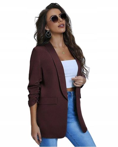 Marynarka damska Żakiet Elegancki Narzutka Czekoladowy Brąz Smokingowa na Arena.pl