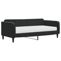 Sofa z materacem do spania, czarna, 90x190 cm, aksamit