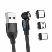Kabel magnetyczny 3w1 1m USB-C Lightning Micro USB obrotowy