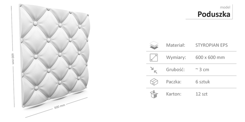 Dekoracyjne Panele Ścienne 60x60 - PODUSZKA zdjęcie 2