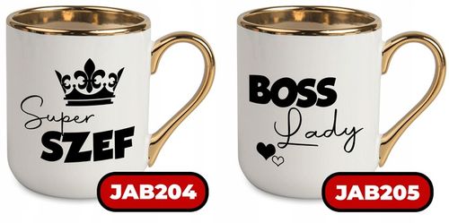 Kubek Elegant Biały Ucho Rant złoty PREZENT DLA SUPER SZEFOWA MiX WZORÓW na Arena.pl