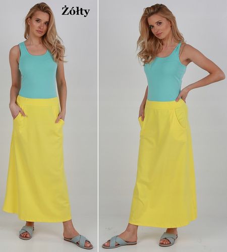 MAXI DŁUGA SPÓDNICA Z KIESZENIAMI prosta - KOLORY na Arena.pl