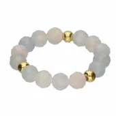 PIERŚCIONEK NA GUMCE KAMIEŃ NATURALNY MORGANIT UKŁAD KRĄŻENIA STRES SPOJÓJ