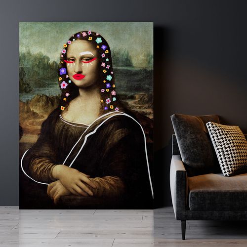 Obraz na płótnie Mona Lisa w kwiatach 70x100 cm na Arena.pl