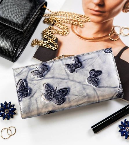 duży, skórzany portfel damski na zatrzask i bigiel - peterson na Arena.pl