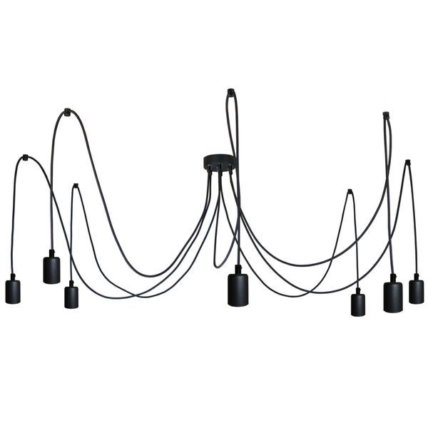 Lampa Wisząca Pająk 7 Czarna Mat E27 zdjęcie 1