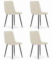 Krzesło KARA - jasny beż aksamit / nogi czarne x 4