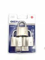 Gerda SECURE KSWS S40 Zestaw 3-Triples Kłódek Pałąkowych Mosiężne Niklowane