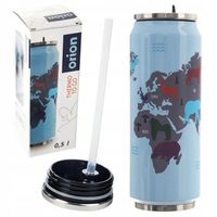 Kubek Termiczny Termos Bidon Puszka Mapa Świata ze Słomką ORION 500 ml