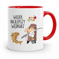 Kubek Czerwony Wędkarza Wujek Najlepszy Wędkarz Z Nadrukiem Ze Zdjęciem
