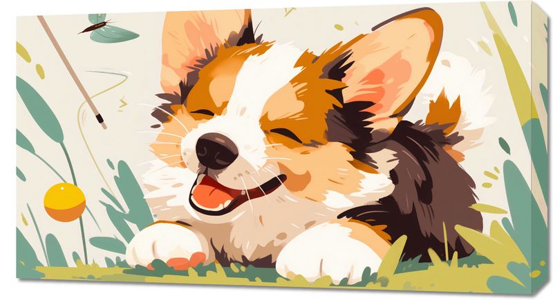 Obraz 90x50cm Beztroski Corgi zdjęcie 1