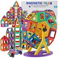 KLOCKI MAGNETYCZNE 3D koło młyńskie pojazdy ZESTAW Magnetic Tiles 72 el.