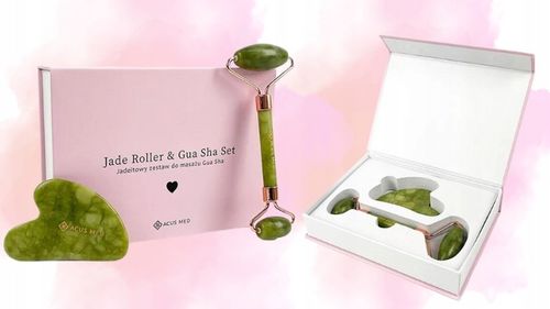 WAŁEK JADEITOWY DO TWARZY ROLLER + PŁYTKA GUA SHA ZESTAW PREZENT ACUS MED na Arena.pl