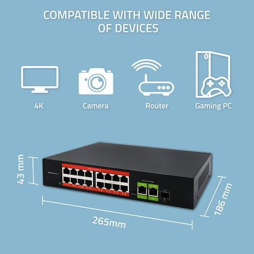 Qoltec SWITCH PoE 16xRJ45 Fast Ethernet + Uplink na Arena.pl