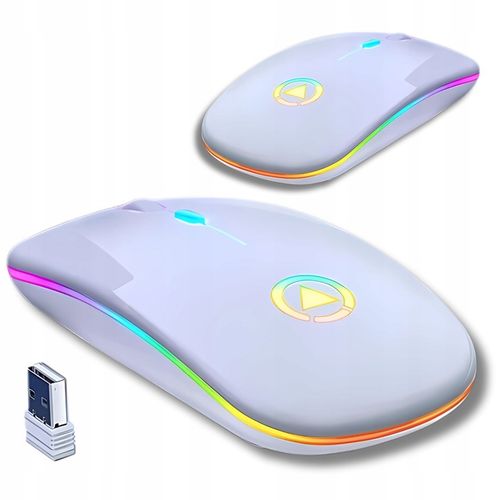 MYSZKA BEZPRZEWODOWA CICHA MYSZ OPTYCZNA DO LAPTOPA PODŚWIETLANA BIAŁA LED na Arena.pl