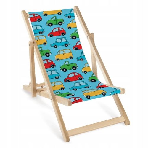 DREWNIANY LEŻAK DZIECIĘCY NIEBIESKI w SAMOCHODY AUTA z Regulowanym Oparciem na Arena.pl
