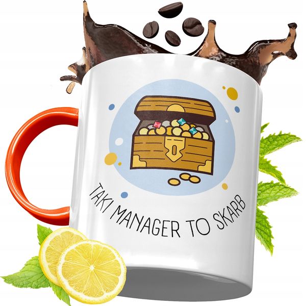 Kubek Pomarańczowy Dla Managera Prezent Z Nadrukiem Ze Zdjęciem zdjęcie 1