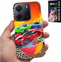 ETUI DO XIAOMI NOTE 14 4G - DLA DZIECI, SAMOCHODY WYŚCIGOWE + SZKŁO