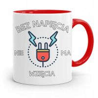Kubek Czerwony Prezent Dla Elektryka Bez Napięcia Z Nadrukiem Ze Zdjęciem