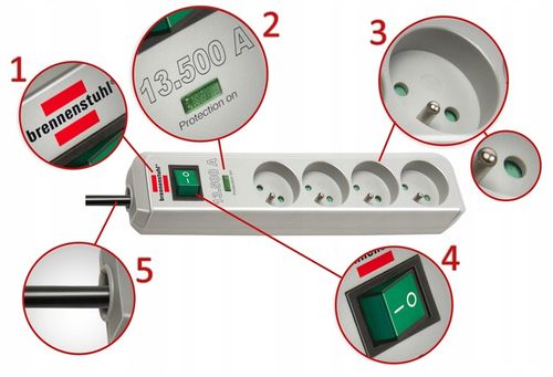 Listwa Zasilająca Przedłużacz Przepięciowy Szary 4 GNIAZDA Certyfikat CE na Arena.pl