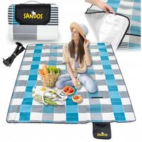 Koc piknikowy na plaże mata izolacja 200 x 200 kotwy wodoodporny krata duży