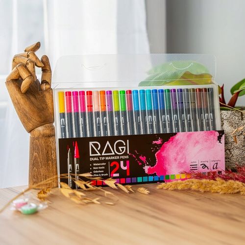 MARKERY AKWARELOWE 24 SZT MAZAKI PISAKI FLAMASTRY DWUSTRONNE WODNE ZESTAW na Arena.pl