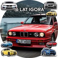 OPŁATEK NA TORT 30CM - SAMOCHODY AUTA BMW + IMIĘ + GRATIS! 24CM 26CM