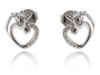 Delikatne rodowane srebrne kolczyki serca jednorożce unicorn cyrkonie srebro 925 K2964