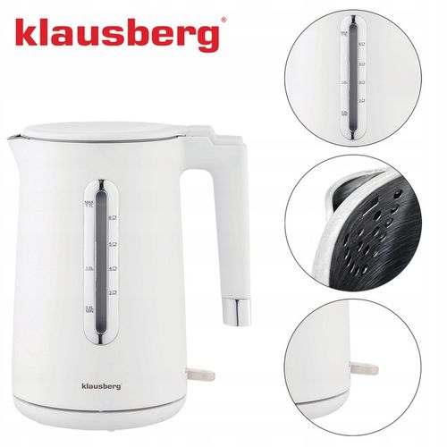Czajnik elektryczny Klausberg KB-7890 1.7L stal 304 biały filtr 2200W na Arena.pl