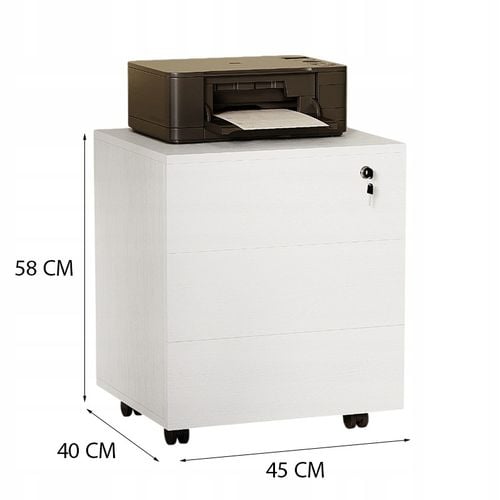 Kontenerek biurowy na kółkach z szufladami na kluczyk mobilna szafka biała na Arena.pl