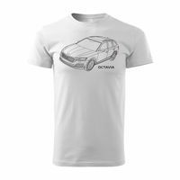 Koszulka z samochodem Skoda Octavia męska biała REGULAR M