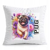 PODUSZKA BIAŁA PREZENT - PIES PSY PIESEK RASA MOPS PUG