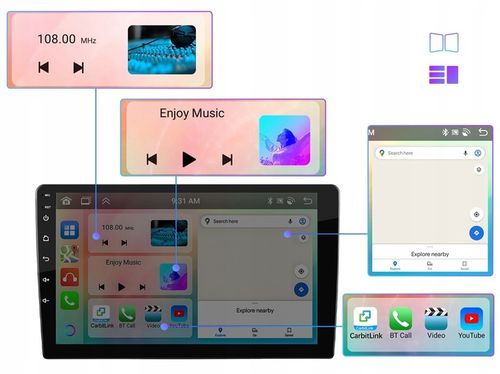 RADIO SAMOCHODOWE 2 DIN 4GB/64GB ANDROID AUTO CARPLAY ANDROID 13 RDSDSP 10" na Arena.pl