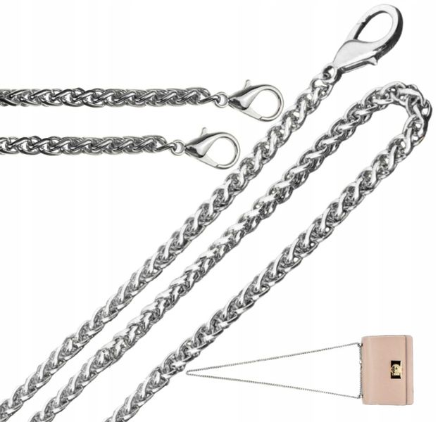 Srebrny Pasek Do Torby Torebki Łańcuch Długi Metal zdjęcie 11