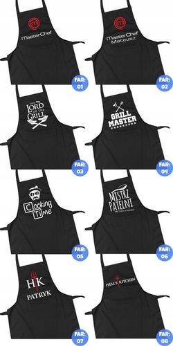 BAWEŁNIANY FARTUSZEK FARTUCH KUCHENNY Z NADRUKIEM PREZENT Z IMIENIEM WZORY na Arena.pl