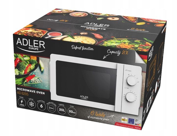 KUCHENKA MIKROFALOWA MIKROFALA WOLNOSTOJĄCA MOCNA MAŁA BIAŁA 20L zdjęcie 5