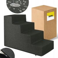 SCHODKI SCHODY DLA PSA RAMPA PODEST STABILNE 4 STOPNIE 40x60x30 CM SZARE