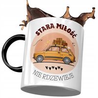 Kubek Czarny Śmieszny Zabawny Stara Miłość Z Nadrukiem Ze Zdjęciem