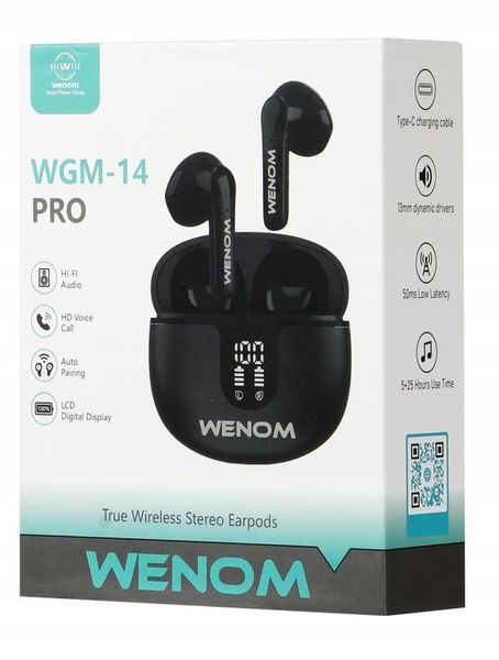 SŁUCHAWKI BEZPRZEWODOWE DOUSZNE WENOM WGM 14-PRO ANC 2 MIKROFONY LED EKRAN zdjęcie 4