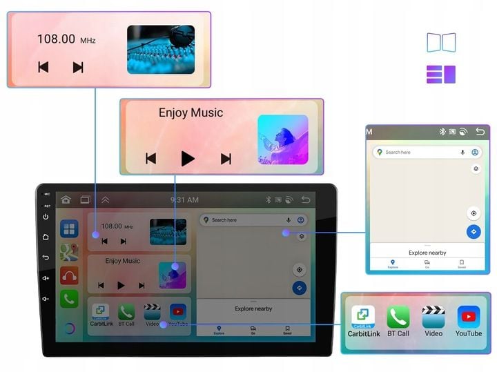 RADIO SAMOCHODOWE 2 DIN 4GB/64GB ANDROID AUTO CARPLAY ANDROID 13 RDSDSP 10" zdjęcie 4
