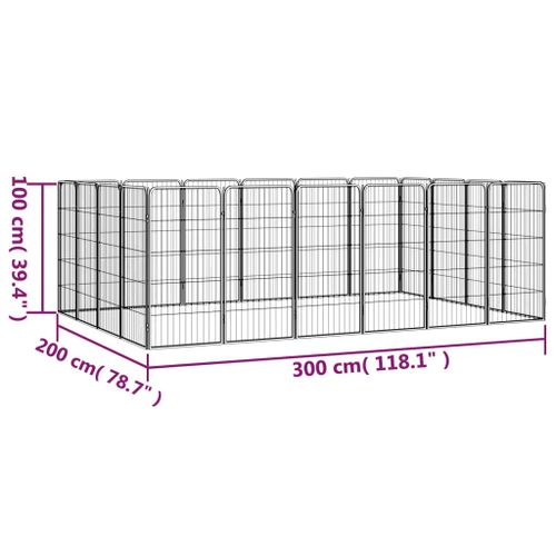 Kojec dla psa, 20 paneli, czarny, 50x100 cm, stal na Arena.pl