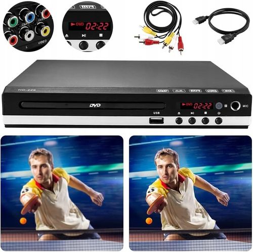 ODTWARZACZ DVD HDMI, CD, HDMI/AV WEJŚCIE USB DO TELEWIZORÓW + PILOT DVD-229 na Arena.pl