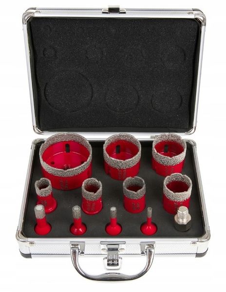 WIERTŁA DIAMENTOWE OTWORNICE DO GRESU 6-68MM ZESTAW OTWORNIC W WALIZCE 12EL zdjęcie 2