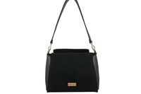 Torebka miejska z naturalnego zamszu i skóry - Czarna