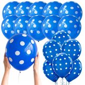 balony niebieskie 100 sztuk biale kropki balony na urodziny na chrzest