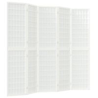 Składany parawan 5-panelowy, styl japoński, 200x170 cm, biały